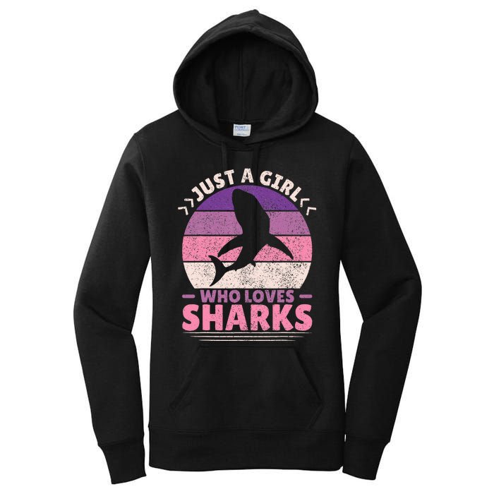 Just A Girl Who Loves Sharks Lover Shark Stuff Funny Shark Women's Pullover Hoodie