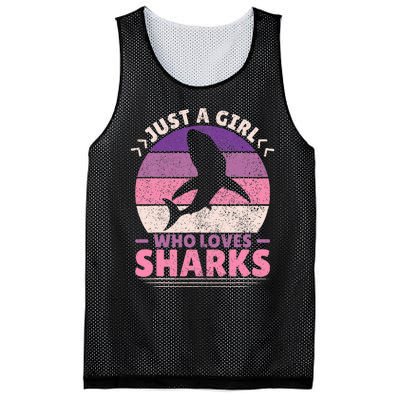 Just A Girl Who Loves Sharks Lover Shark Stuff Funny Shark Mesh Reversible Basketball Jersey Tank