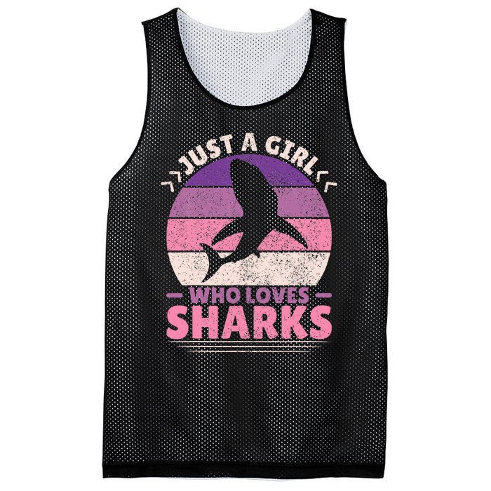 Just A Girl Who Loves Sharks Lover Shark Stuff Funny Shark Mesh Reversible Basketball Jersey Tank