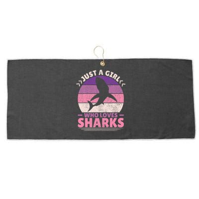 Just A Girl Who Loves Sharks Lover Shark Stuff Funny Shark Large Microfiber Waffle Golf Towel