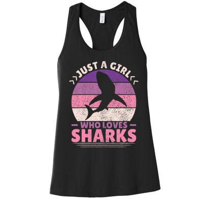 Just A Girl Who Loves Sharks Lover Shark Stuff Funny Shark Women's Racerback Tank