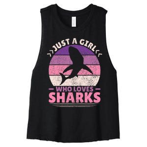 Just A Girl Who Loves Sharks Lover Shark Stuff Funny Shark Women's Racerback Cropped Tank