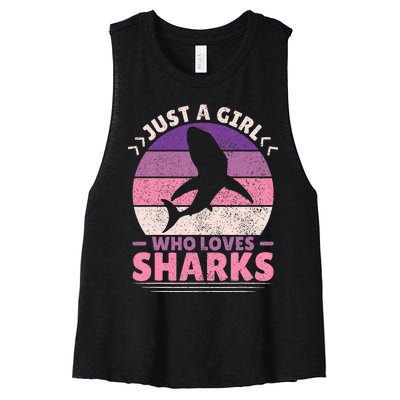 Just A Girl Who Loves Sharks Lover Shark Stuff Funny Shark Women's Racerback Cropped Tank