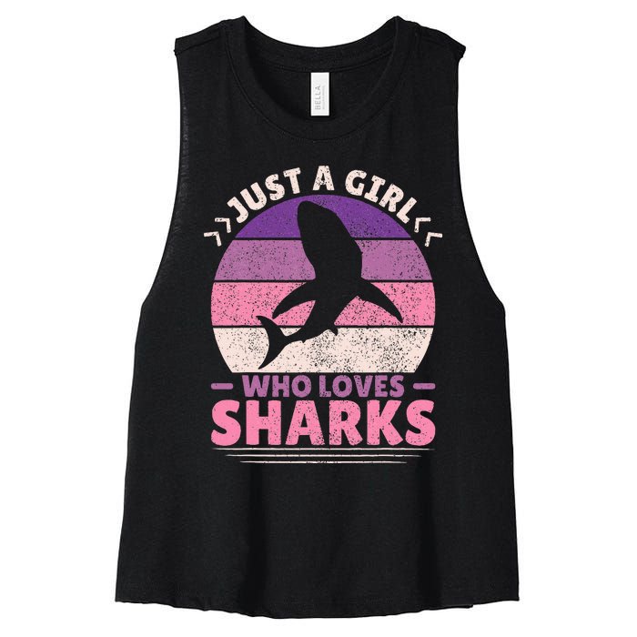 Just A Girl Who Loves Sharks Lover Shark Stuff Funny Shark Women's Racerback Cropped Tank