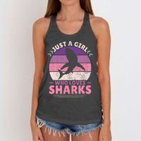 Just A Girl Who Loves Sharks Lover Shark Stuff Funny Shark Women's Knotted Racerback Tank