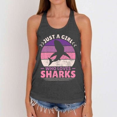 Just A Girl Who Loves Sharks Lover Shark Stuff Funny Shark Women's Knotted Racerback Tank