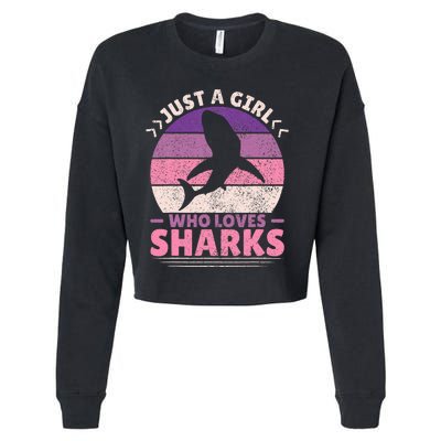 Just A Girl Who Loves Sharks Lover Shark Stuff Funny Shark Cropped Pullover Crew