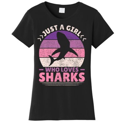 Just A Girl Who Loves Sharks Lover Shark Stuff Funny Shark Women's T-Shirt