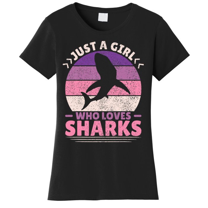 Just A Girl Who Loves Sharks Lover Shark Stuff Funny Shark Women's T-Shirt