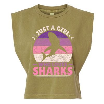 Just A Girl Who Loves Sharks Lover Shark Stuff Funny Shark Garment-Dyed Women's Muscle Tee