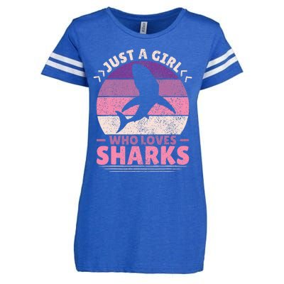 Just A Girl Who Loves Sharks Lover Shark Stuff Funny Shark Enza Ladies Jersey Football T-Shirt