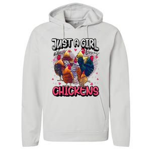 Just A Girl Who Loves Chickens Cute Chicken Lover Farmers Performance Fleece Hoodie