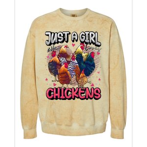 Just A Girl Who Loves Chickens Cute Chicken Lover Farmers Colorblast Crewneck Sweatshirt