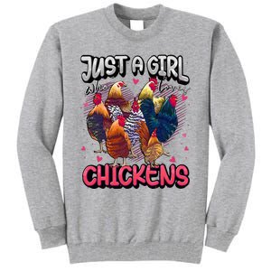 Just A Girl Who Loves Chickens Cute Chicken Lover Farmers Tall Sweatshirt