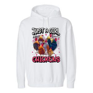 Just A Girl Who Loves Chickens Cute Chicken Lover Farmers Garment-Dyed Fleece Hoodie