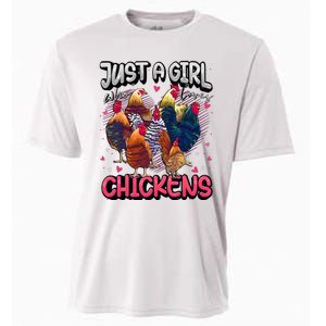 Just A Girl Who Loves Chickens Cute Chicken Lover Farmers Cooling Performance Crew T-Shirt