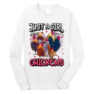 Just A Girl Who Loves Chickens Cute Chicken Lover Farmers Long Sleeve Shirt