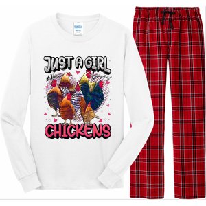 Just A Girl Who Loves Chickens Cute Chicken Lover Farmers Long Sleeve Pajama Set