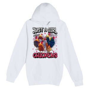 Just A Girl Who Loves Chickens Cute Chicken Lover Farmers Premium Pullover Hoodie