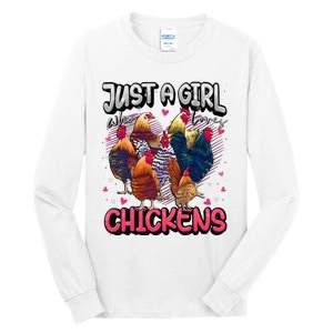 Just A Girl Who Loves Chickens Cute Chicken Lover Farmers Tall Long Sleeve T-Shirt