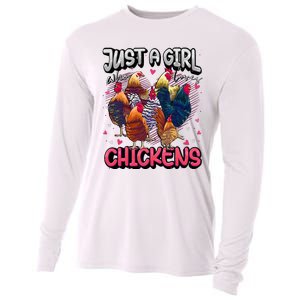 Just A Girl Who Loves Chickens Cute Chicken Lover Farmers Cooling Performance Long Sleeve Crew