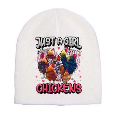 Just A Girl Who Loves Chickens Cute Chicken Lover Farmers Short Acrylic Beanie