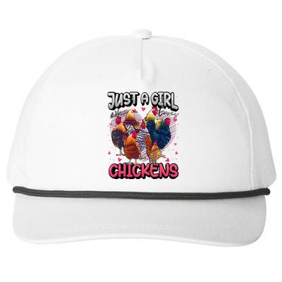 Just A Girl Who Loves Chickens Cute Chicken Lover Farmers Snapback Five-Panel Rope Hat