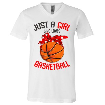 Just a Girl who Loves Basketball V-Neck T-Shirt