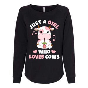 Just A Girl Who Loves Cows Cute Strawberry Cow Cowgirl Print Womens California Wash Sweatshirt