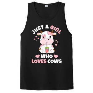 Just A Girl Who Loves Cows Cute Strawberry Cow Cowgirl Print PosiCharge Competitor Tank