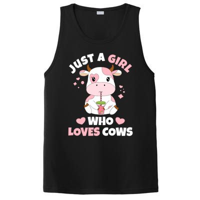 Just A Girl Who Loves Cows Cute Strawberry Cow Cowgirl Print PosiCharge Competitor Tank