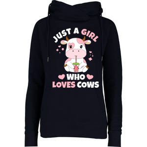 Just A Girl Who Loves Cows Cute Strawberry Cow Cowgirl Print Womens Funnel Neck Pullover Hood