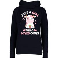 Just A Girl Who Loves Cows Cute Strawberry Cow Cowgirl Print Womens Funnel Neck Pullover Hood