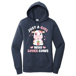 Just A Girl Who Loves Cows Cute Strawberry Cow Cowgirl Print Women's Pullover Hoodie