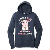 Just A Girl Who Loves Cows Cute Strawberry Cow Cowgirl Print Women's Pullover Hoodie