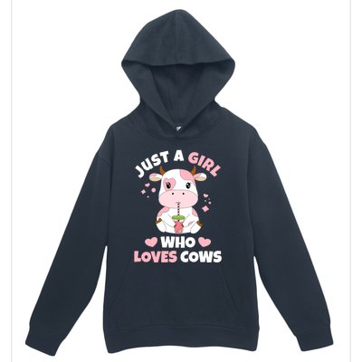 Just A Girl Who Loves Cows Cute Strawberry Cow Cowgirl Print Urban Pullover Hoodie