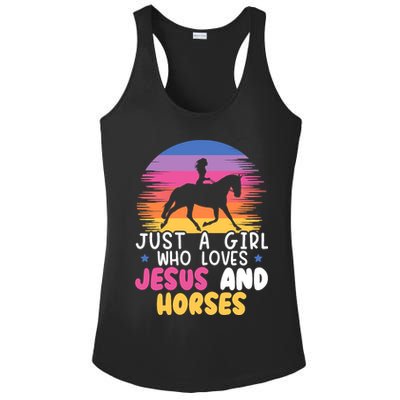 Just A Girl Who Loves Jesus And Horses Equestrian Christian Ladies PosiCharge Competitor Racerback Tank