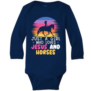 Just A Girl Who Loves Jesus And Horses Equestrian Christian Baby Long Sleeve Bodysuit