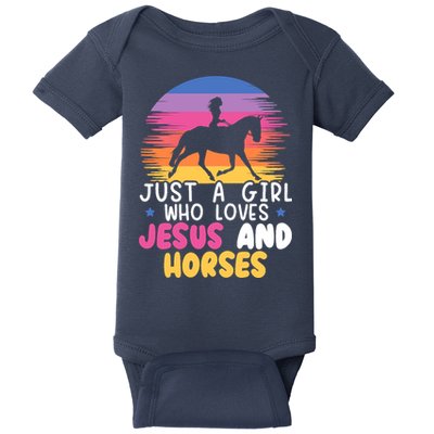 Just A Girl Who Loves Jesus And Horses Equestrian Christian Baby Bodysuit