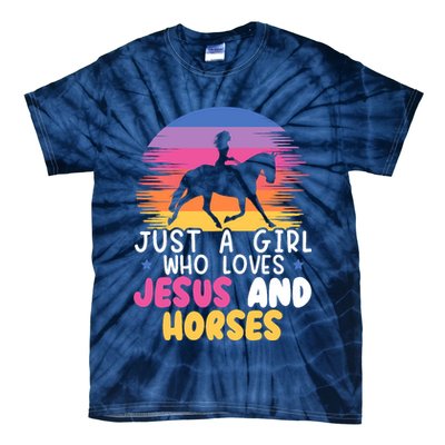 Just A Girl Who Loves Jesus And Horses Equestrian Christian Tie-Dye T-Shirt