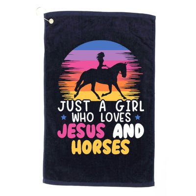 Just A Girl Who Loves Jesus And Horses Equestrian Christian Golf Towel