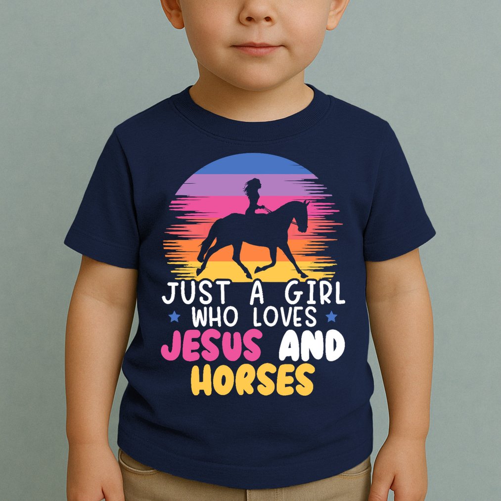 Just A Girl Who Loves Jesus And Horses Equestrian Christian Toddler T-Shirt