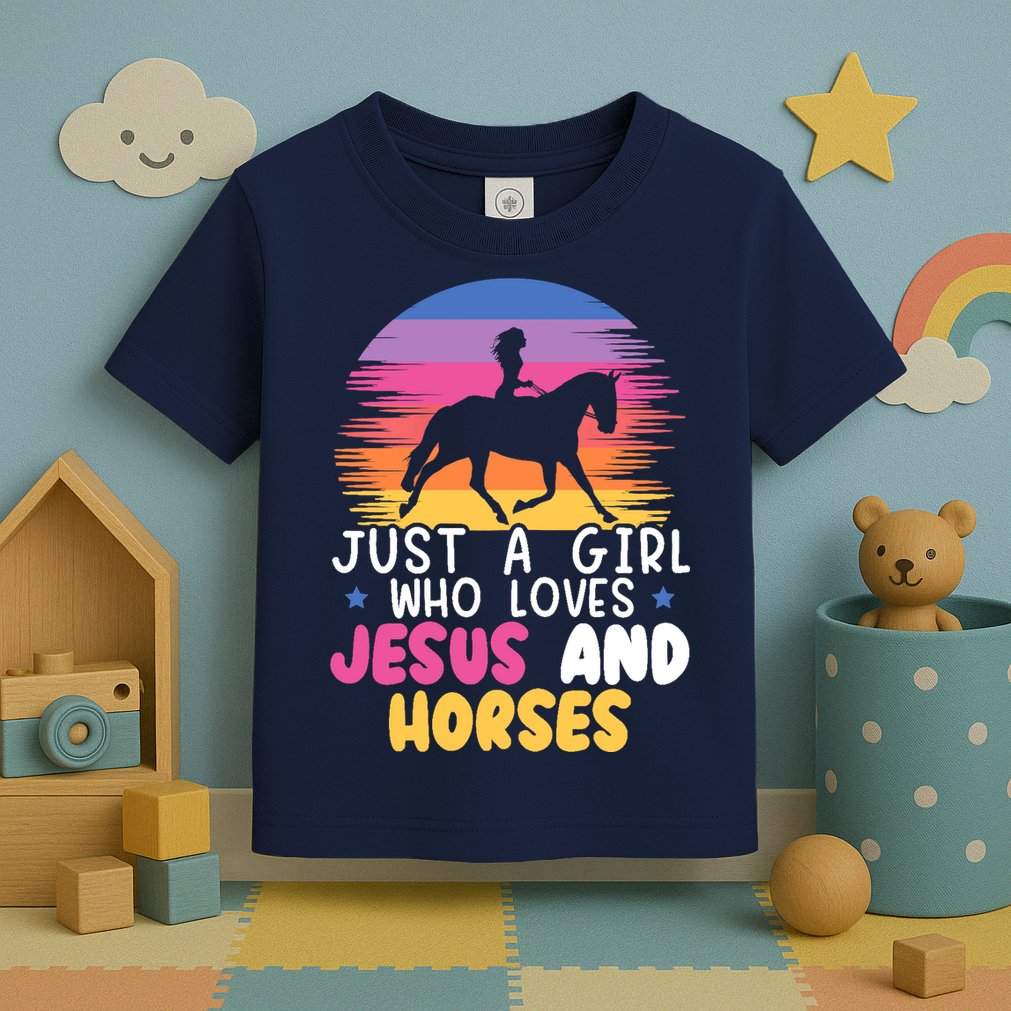Just A Girl Who Loves Jesus And Horses Equestrian Christian Toddler T-Shirt