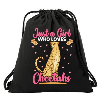 Just A Girl Who Loves Cheetahs African Savanna Zookeeper Gift Drawstring Bag