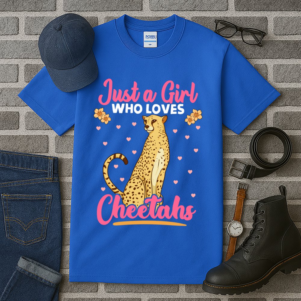 Just A Girl Who Loves Cheetahs African Savanna Zookeeper Gift Tall T-Shirt