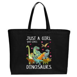 Just A Girl Who Loves Dinosaurs T Rex Dinosaur Cotton Canvas Jumbo Tote