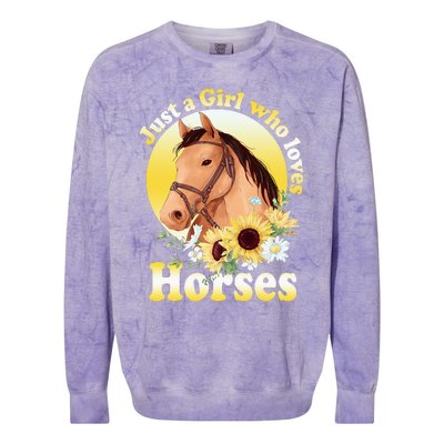 Just A Girl Who Loves Horses Riding Colorblast Crewneck Sweatshirt