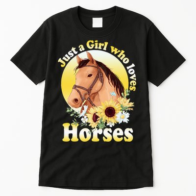 Just A Girl Who Loves Horses Riding Tall T-Shirt