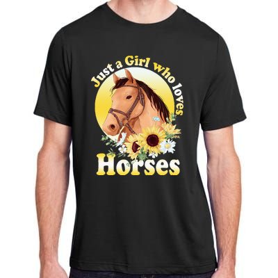 Just A Girl Who Loves Horses Riding Adult ChromaSoft Performance T-Shirt