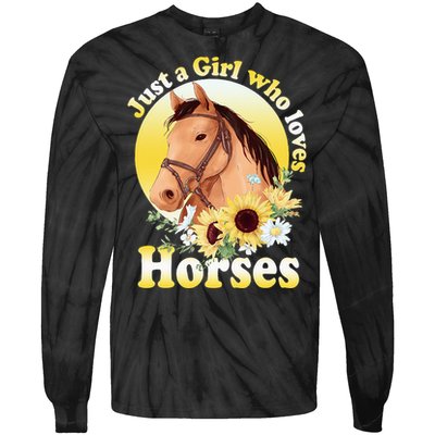 Just A Girl Who Loves Horses Riding Tie-Dye Long Sleeve Shirt